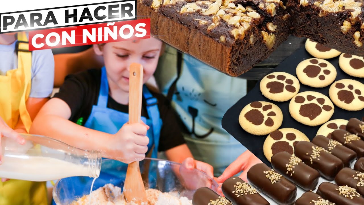 3 POSTRES para hacer con NI&Ntilde;OS f&aacute;ciles r&aacute;pidos y deliciosos, galletas pasteles y dulces 😍 # 79