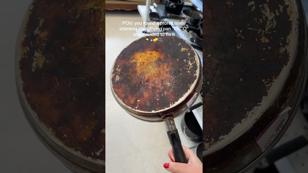 I think a new frying pan like this costs more than $50, so this saved my budget a lot 💵😅#cleantok