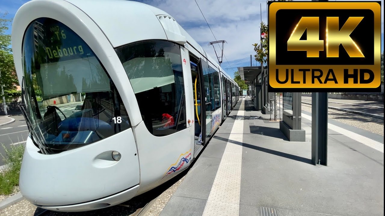 Tramway T6 Voie 1, Lyon 2021, 4K UHD.