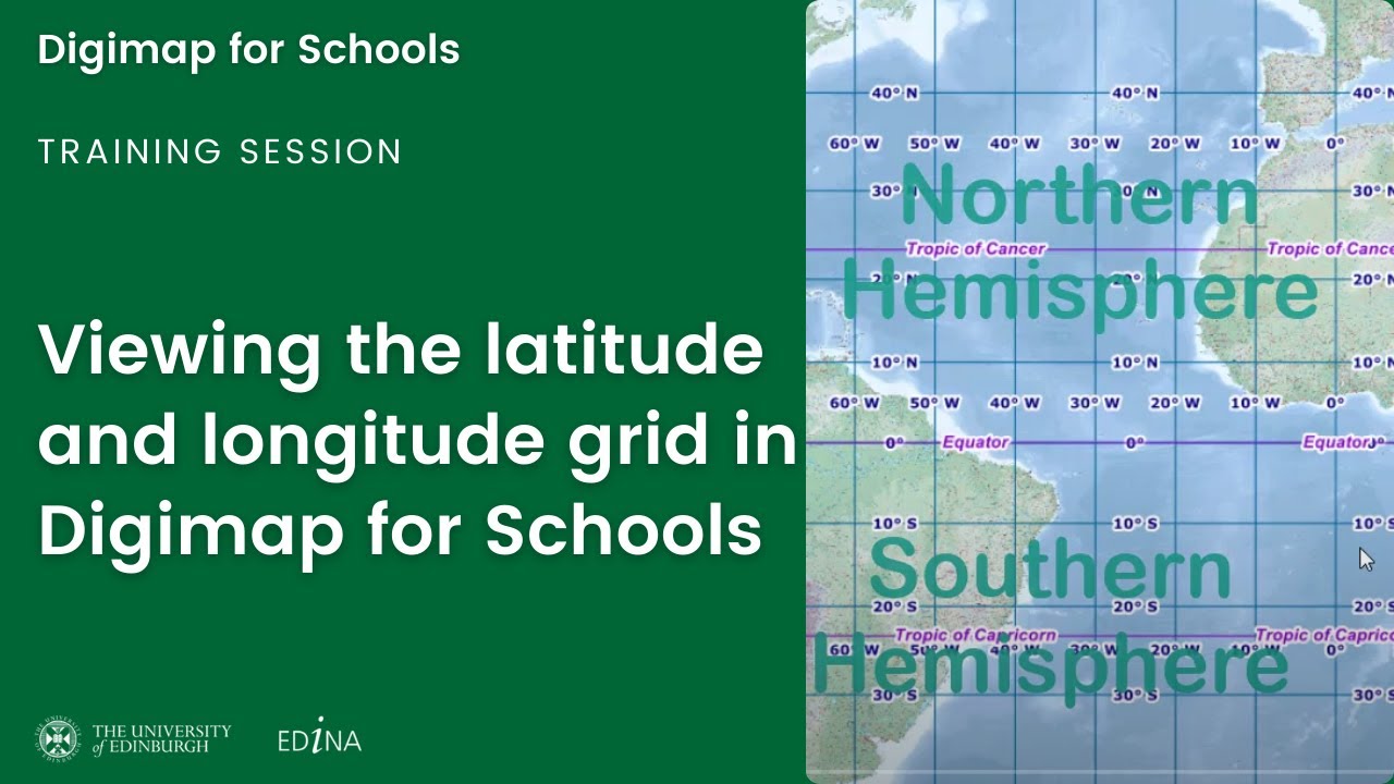 Viewing the latitude and longitude grid in Digimap for Schools