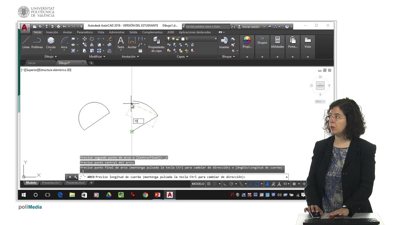 AutoCAD 2018: Dibujo de arcos | 5/22 | UPV