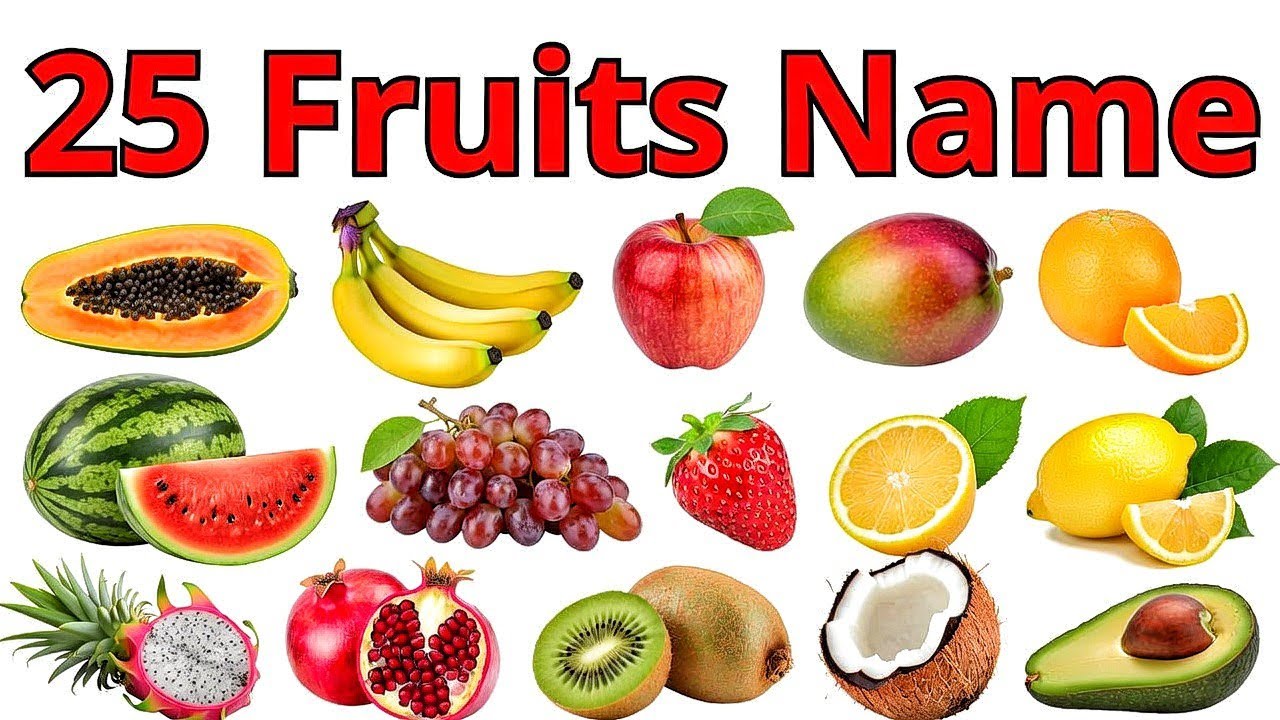बच्चों के लिए 25 फलों के नाम | 25 Fruits Name English to Hindi |  Fruits Name | Learn Fruits Name 