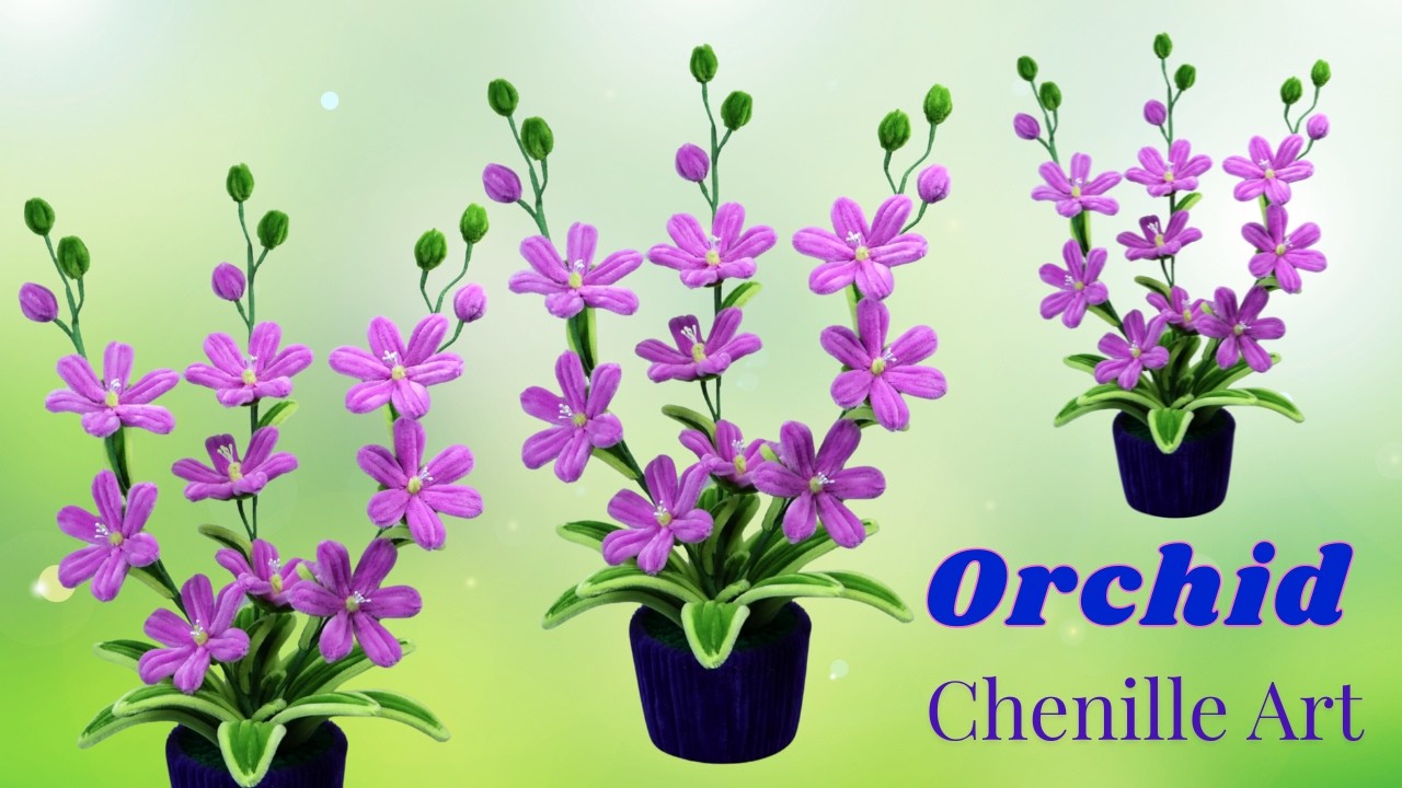 💜 Pipe Cleaner Flowers Purple Orchid Pot | Easy DIY at Home 🌿