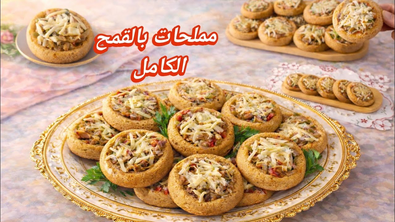 مملحات بالقمح الكامل بدون دقيق أبيض بدون بيض ولا زبدة خفة وهشاشة  بالملعقة فقط مذاق لذيذ 