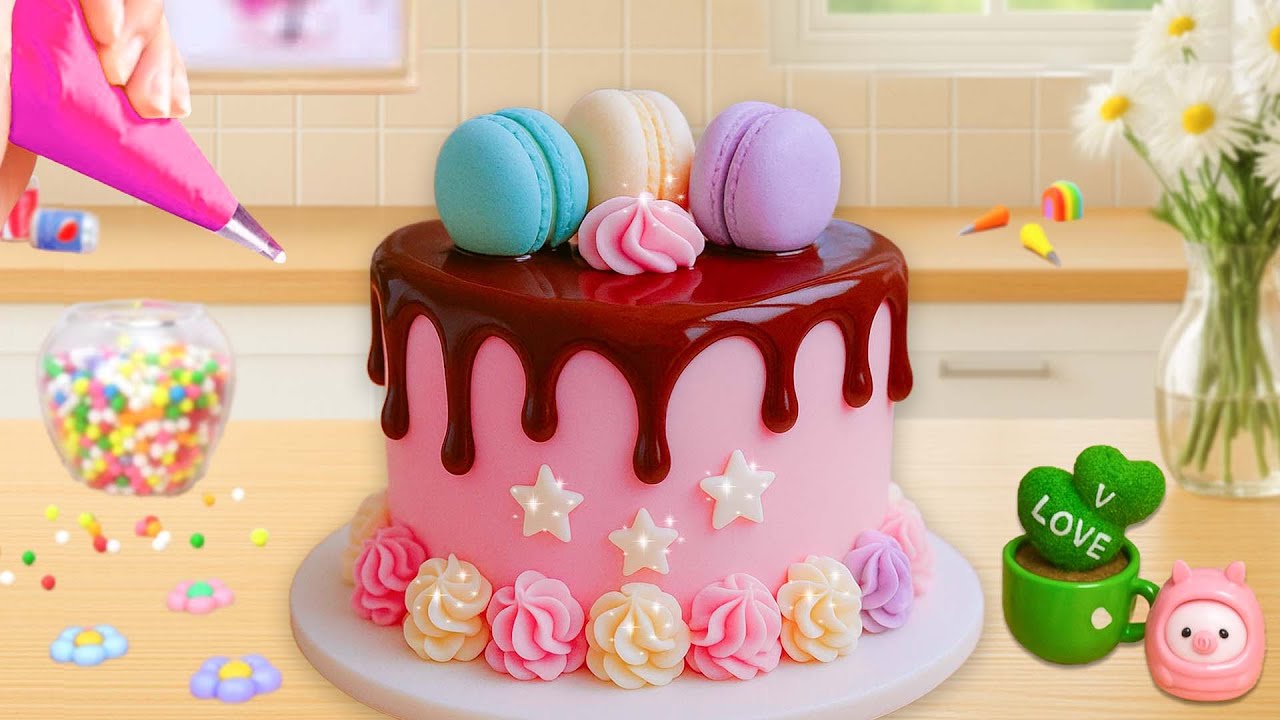 Bolo de Coração Arco-Íris 🌈💖 | Decoração Satisfatória de Mini Bolo de Chocolate ASMR | Cake Wish