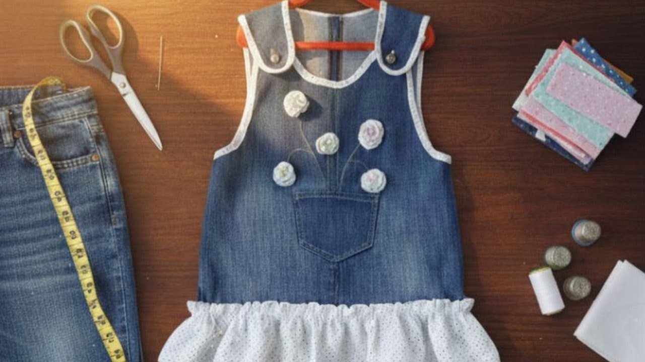 Dont throw away your old jeans!| make themin to a stylish dress out of it in less than half an hour.