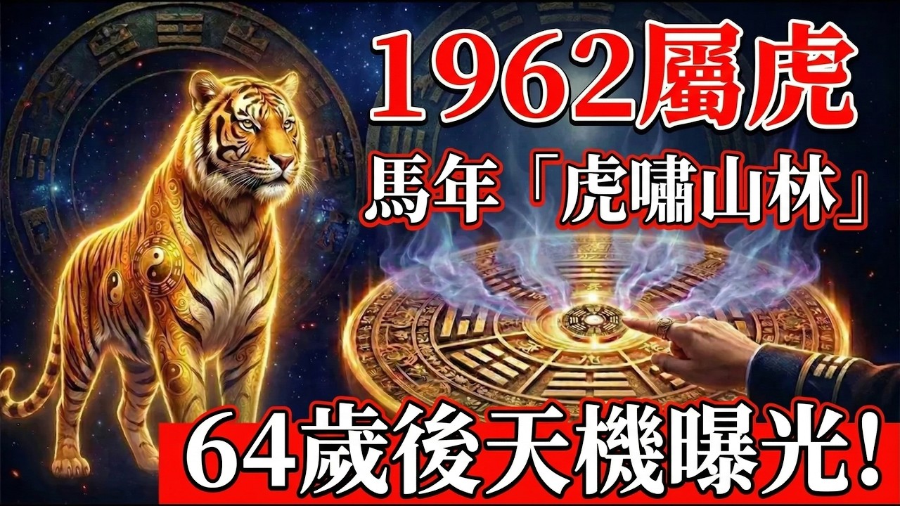 命裡早已注定！1962年屬虎人的下半生，64歲後「虎嘯山林」，真正迎來人生巔峰！#生肖虎2026運勢 #1962年屬虎 #2026屬虎運勢 #財運 #風水 #1962年生肖虎 #晚年生活 #貴人運