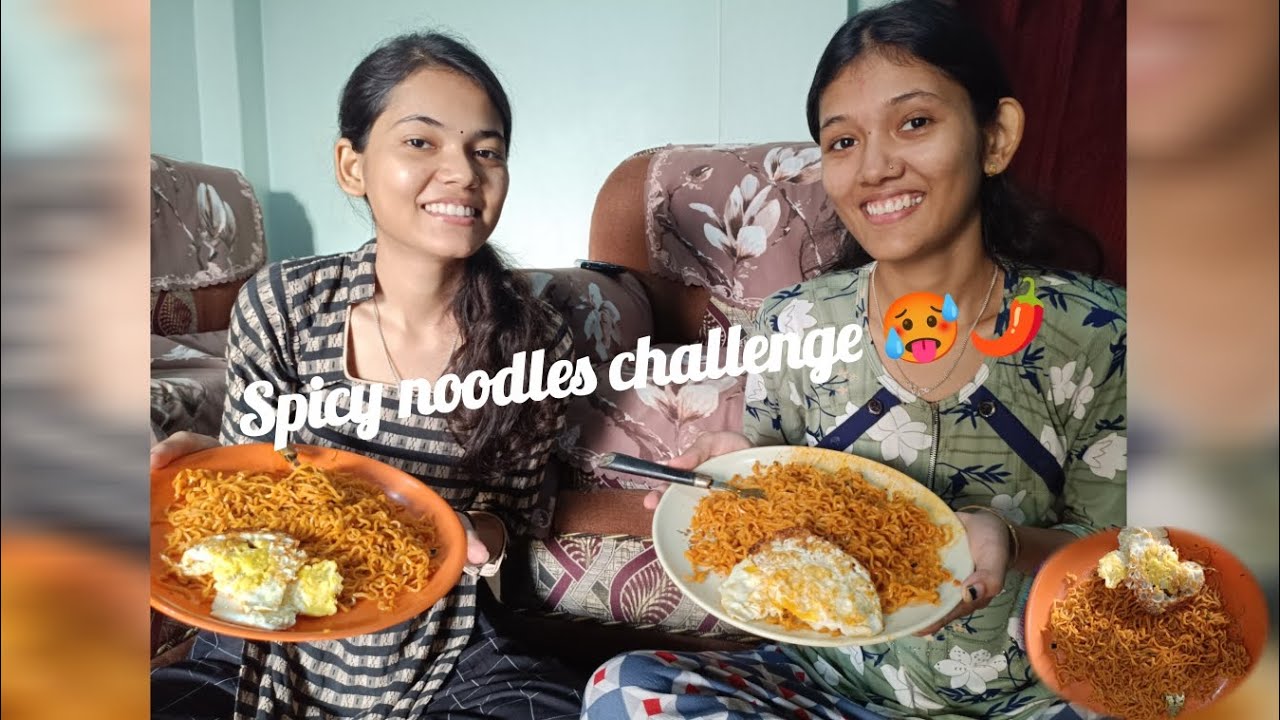 spicy noddle challenge with my sister🥵🌶 |saritakhanal|spicy challenge|