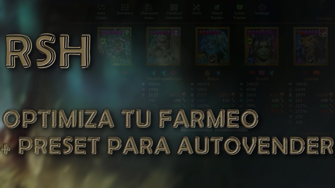 Todo sobre el Raid Shadow Helper,Optimiza tu cuenta con este programa! Con un preset para autovender