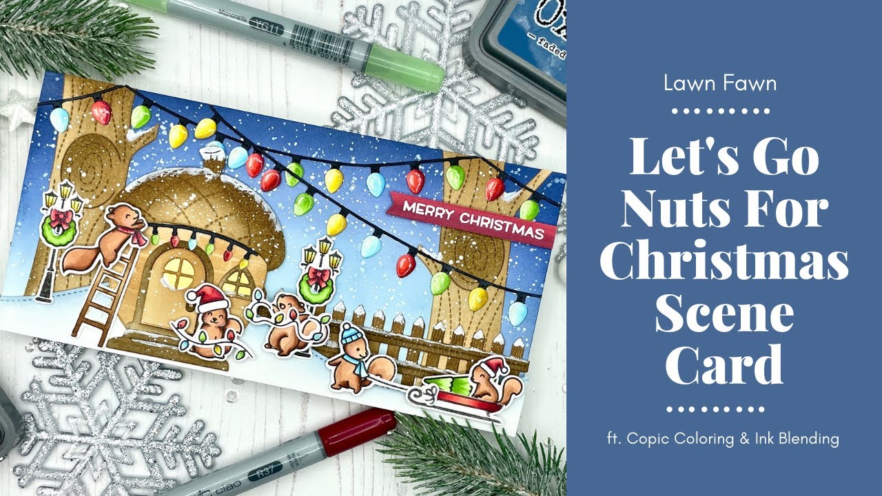 Holiday Card Series Day 9 - Let's Go Nuts for Christmas | Holiday Scene Card ft. Lawn Fawn