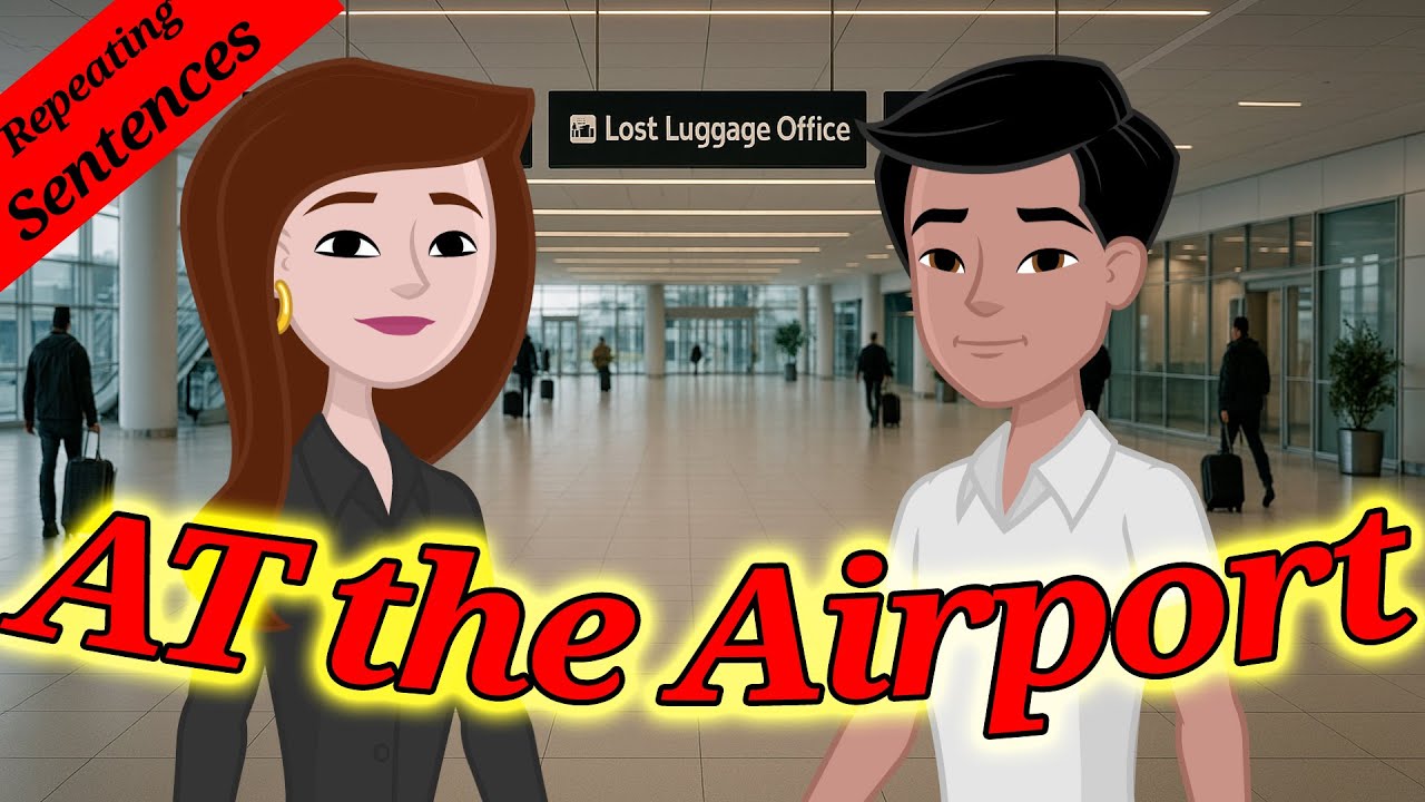 English Conversation at the Airport with repeating sentences | Lost Luggage