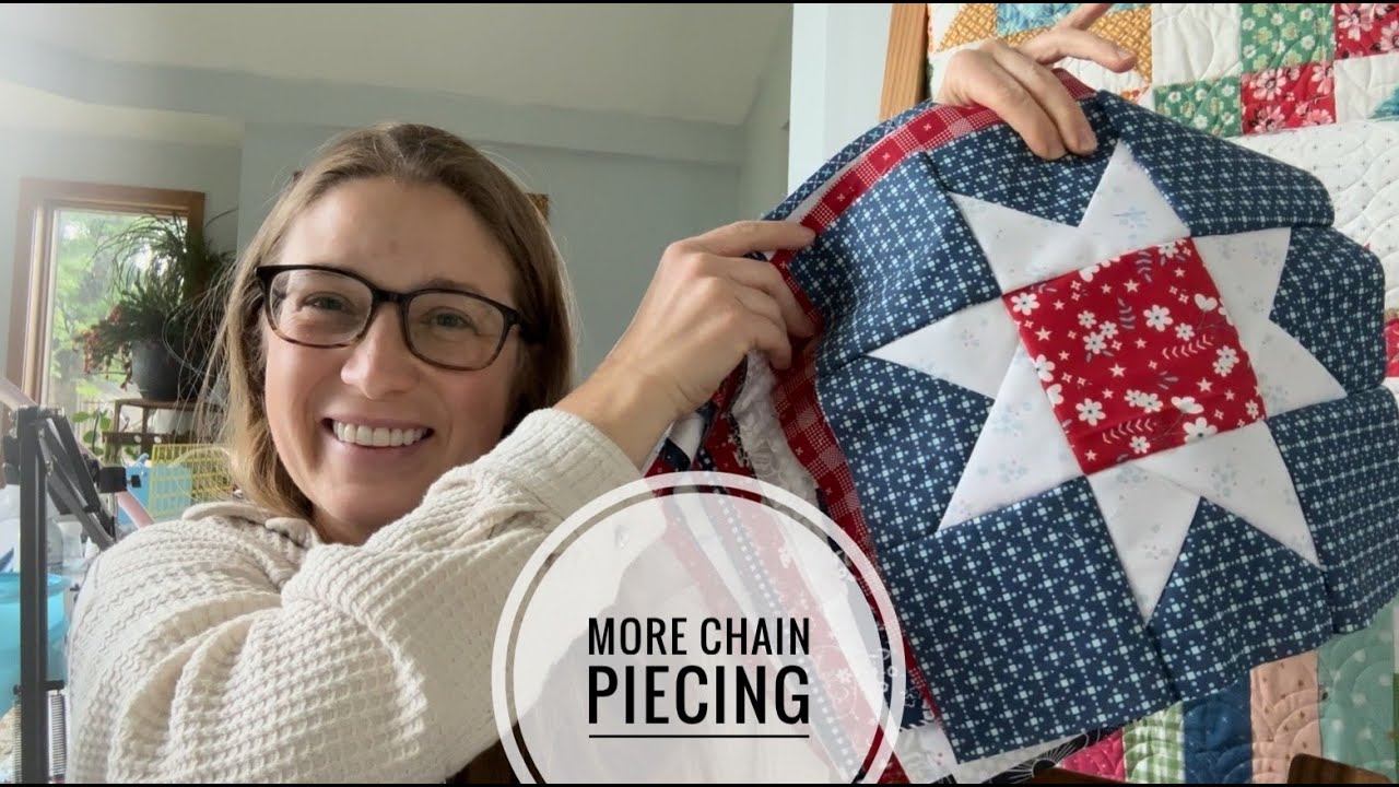 Chain piecing the rest of my No Point Star blocks, VLOG