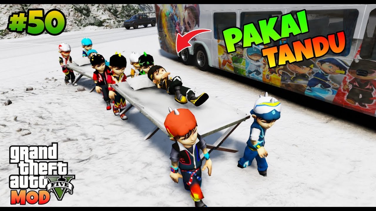 GTA 5 MOD BOBOIBOY KUASA ICE DAN GEMPA DI BAWA PULANG