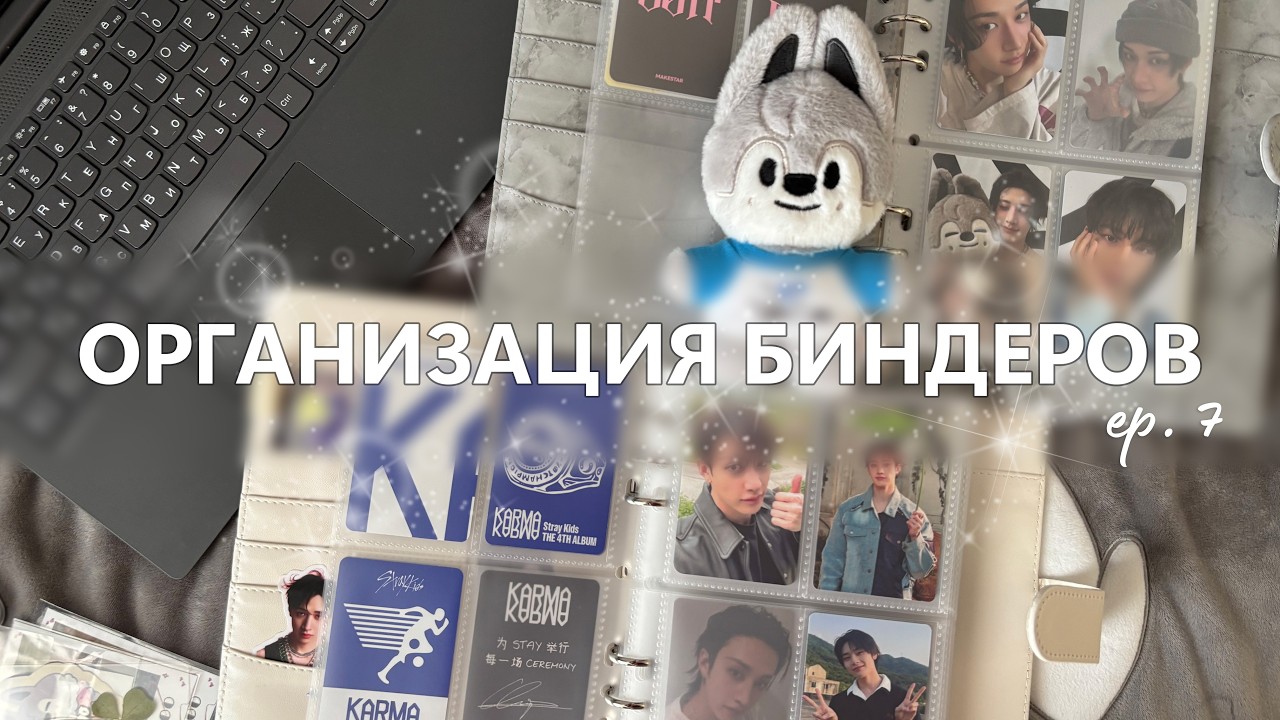 организация биндеров с к-поп картами Stray Kids от8 и сынчаней | binder organization ep. 7
