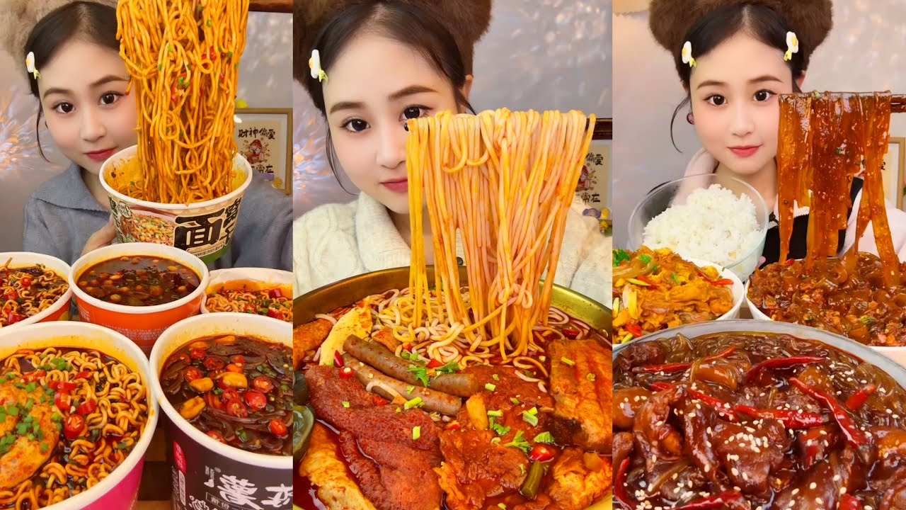ASMR EATING SPICY AND HOT Korean Noodles 먹방 | Chinese Spicy Food ASMR 중국먹방 | ASMR Eating Video