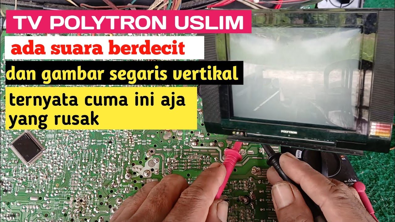 tv Polytron slim suara berdecit dan setelah hidup gambar segaris berdiri