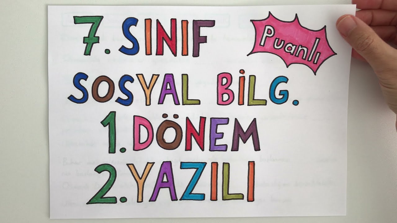 7. Sınıf Sosyal Bilgiler 1. Dönem 2. Yazılı (💯 üzerinden puanlı)