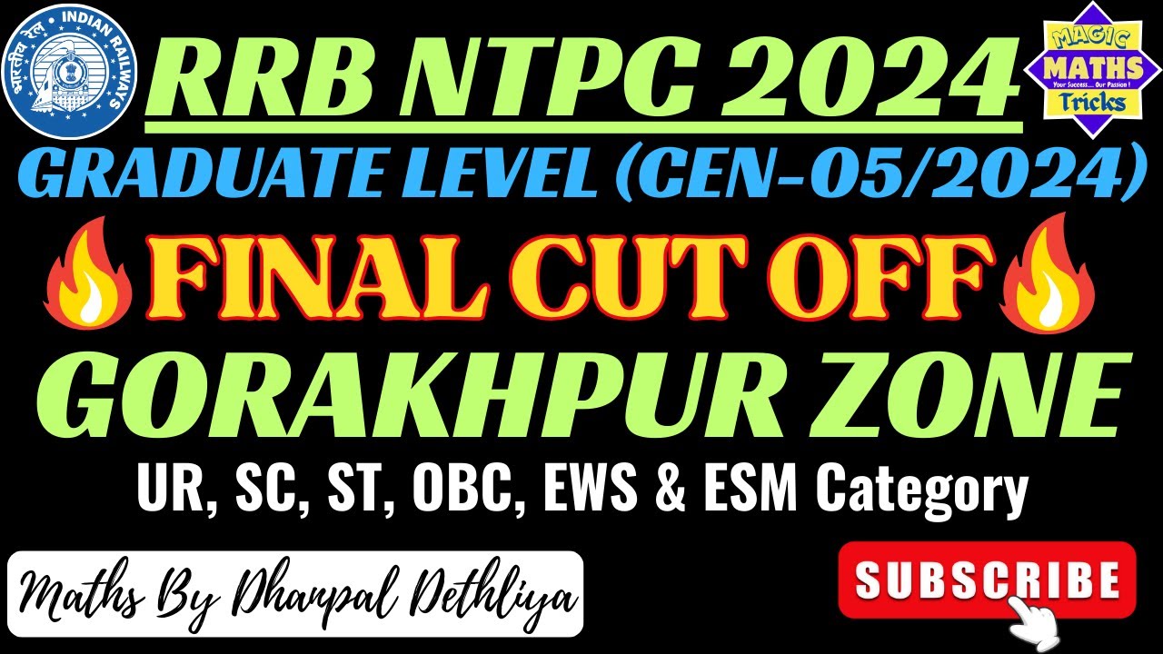 RRB NTPC 2024 Graduate Level Final Cut Off🔥| RRB Gorakhpur Zone| Cut Off After Typing & Psycho Test💯