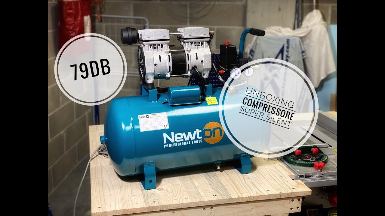 Compressore super silent 79dB per il fai da te - UNBOXING Newton 50 litri - silent air compressor