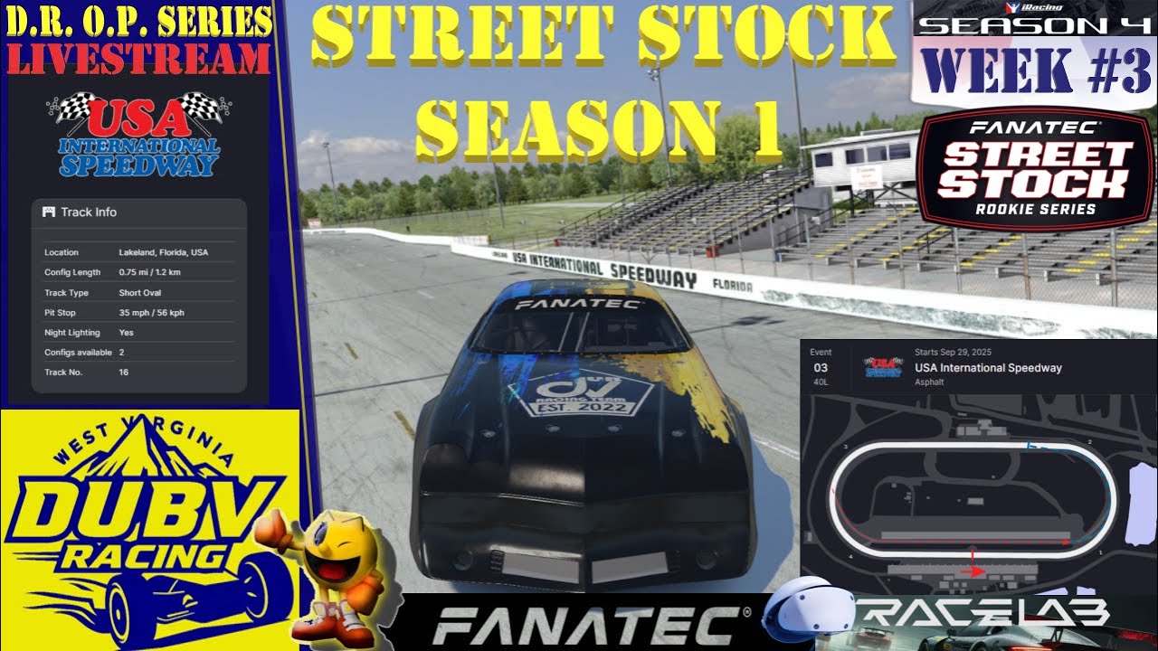 DVR PRESENTS: 🎮  IRACING 🏆SEASON 1 - DUBV RACING - OVAL PROGRESSION SERIES - WEEK 3 🎥PSVR2 BROADCAST