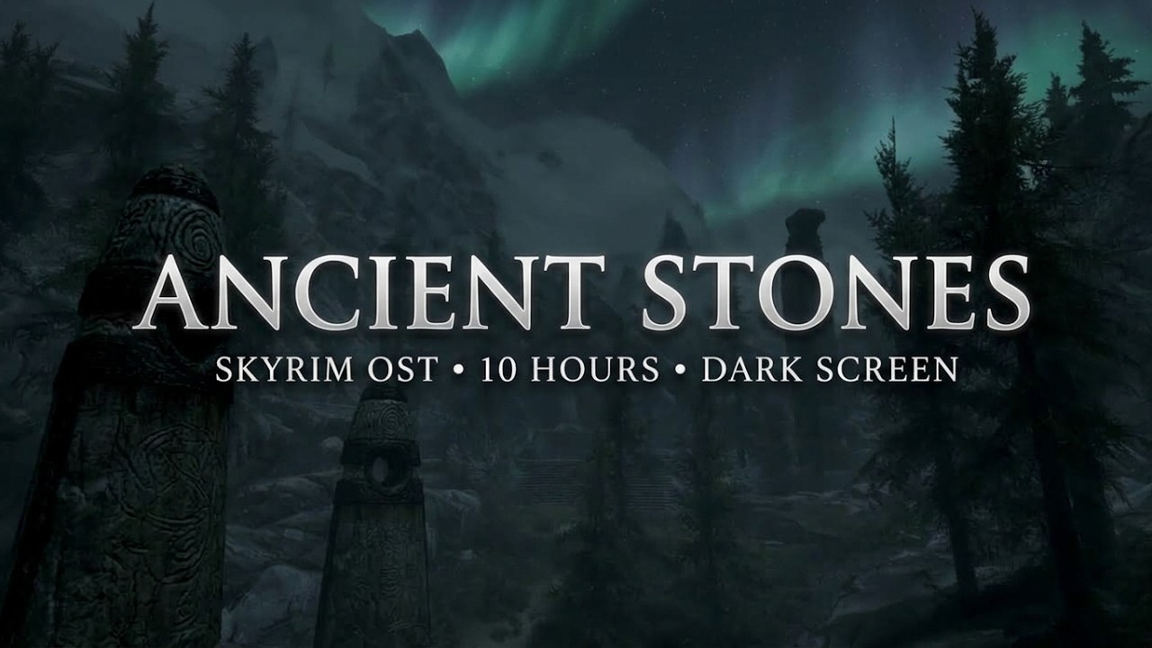 Skyrim OST – 1.05 Ancient Stones | 10 Hours Loop | Dark Screen
