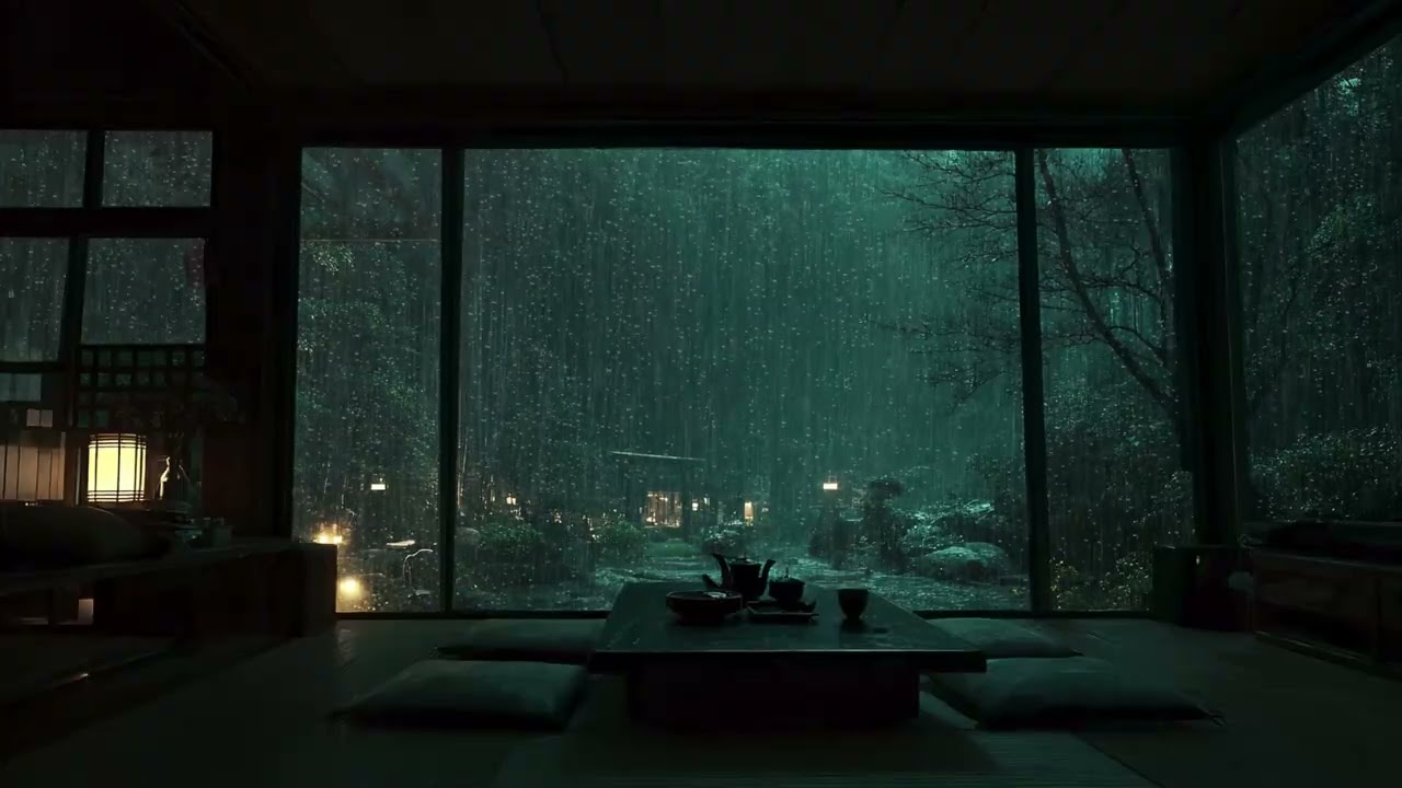 Soft Steady Rain Outside Cozy Cabin 🌙 Perfect Background for Deep Healing Sleep