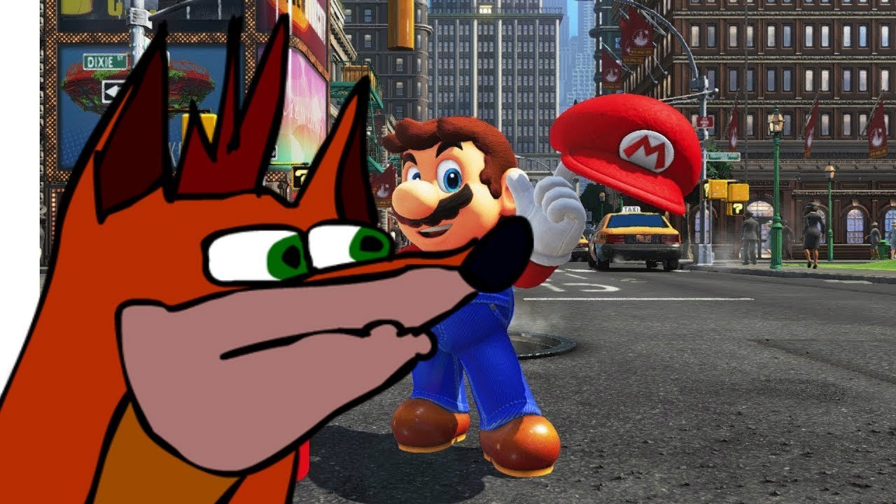 Every time Mario jumps Crash says woah
