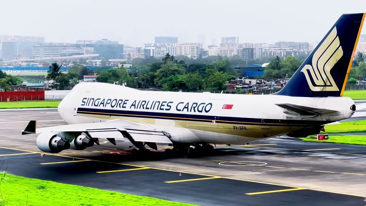 Multiple international flights lineup and flying from 