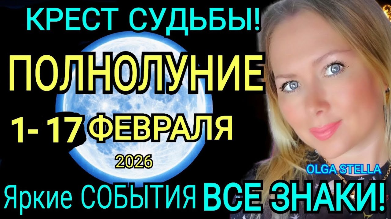 КРЕСТ СУДЬБЫ🔴ПОЛНОЛУНИЕ 1- 2 ФЕВРАЛЯ 2026/Гороскоп с 1 - 17 ФЕВРАЛЯ 2026/УБЫВАЮЩАЯ ЛУНА в ФЕВРАЛЕ