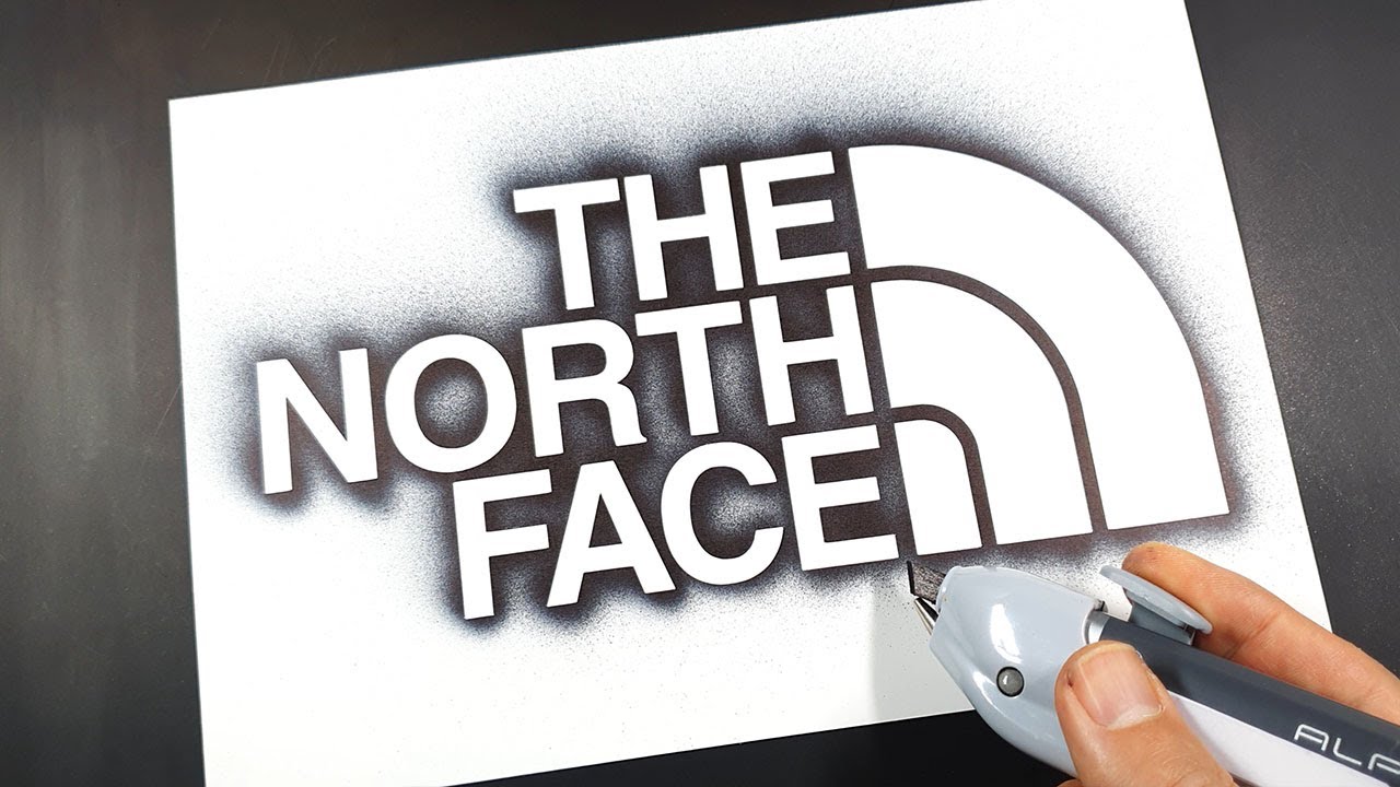 How to draw THE NORTH FACE logo with a stencil | Logo art | Stencil art