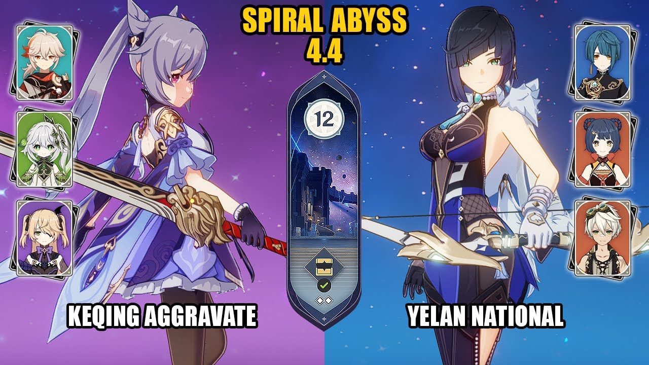 (F2P) Keqing Aggravate & Yelan National | Spiral Abyss 4.4 - Floor 12 | Genshin Impact