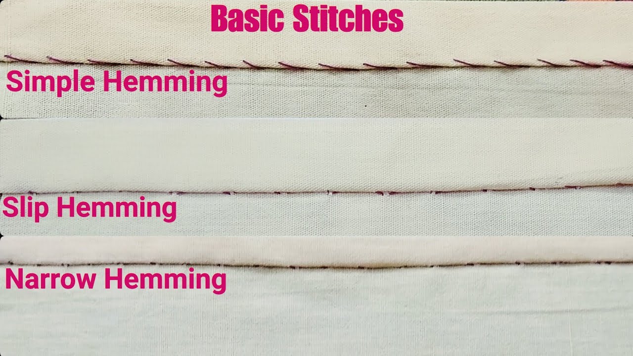 STITCHING CLASSES - 3.Basic Stitches(बुनियादी टांके) - Hemming(तुरपाई) PART-1 //Slip Hem//Narrow Hem