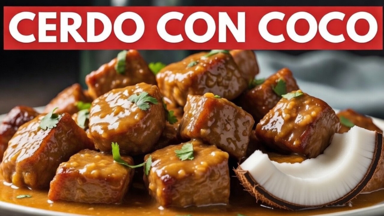 deliciosa carne de cerdo en salsa con leche de coco