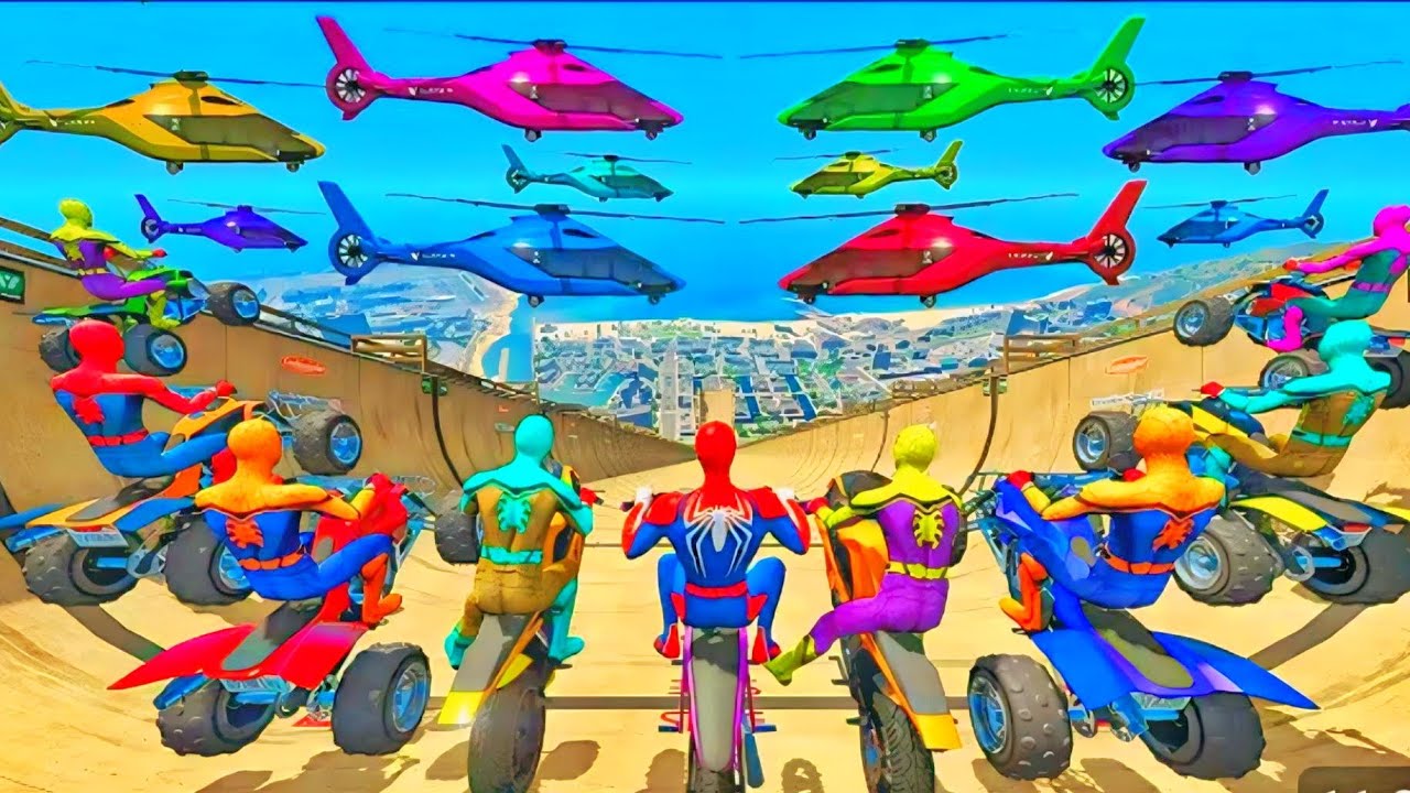 Rainbow Spiderman vs Longest Ramp in GTA 5 - Jumping from Highest in GTA 5 #1