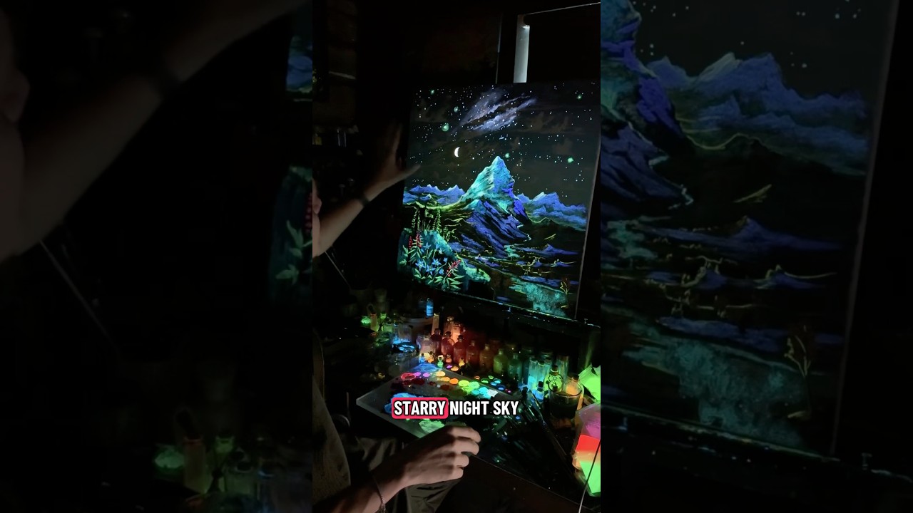 I have Hidden the galaxy with Glow in the Dark colors ✨-#GlowingArt #kunst #painting #artwork #art