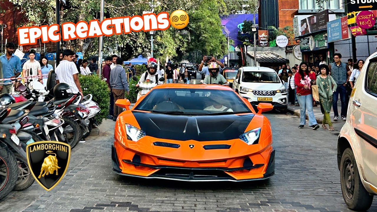 LAMBORGHINI AVENTADOR IN CHURCH STREET BENGALURU🇮🇳| CRAZY REACTIONS🔥| ACCELERATION