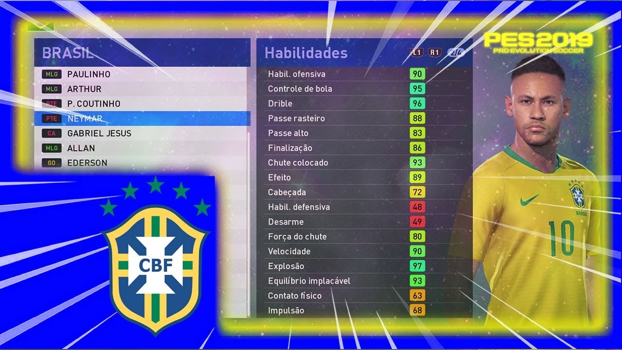 PES 2019 FACES E STATS SELECAO BRASILEIRA  PEDIDO DE INSCRITO