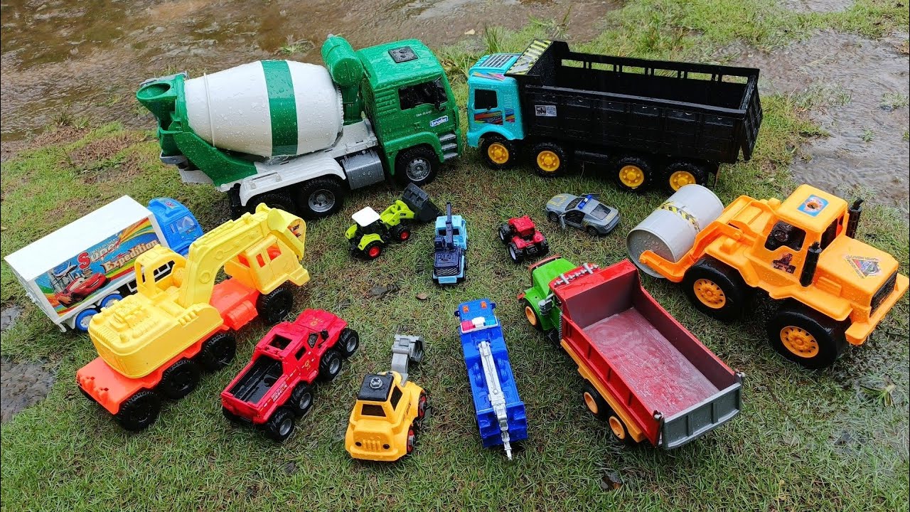 Mencari dan Merakit Mobil mobilan Truk Molen Besar Dumptruk Panjang Beko Keruk Stoom Aspal Crane Box
