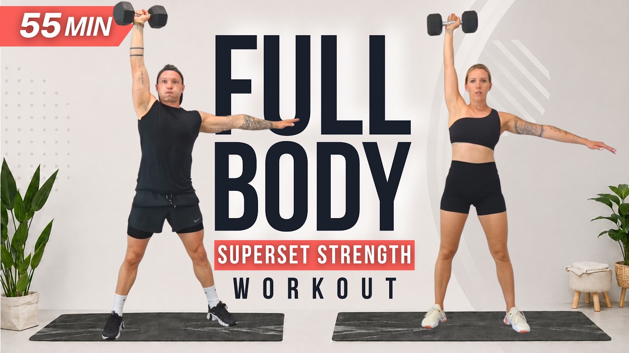 45 Min FULL BODY WORKOUT with DUMBBELLS | Unilateral Supersets for Strength & Stability + CORE