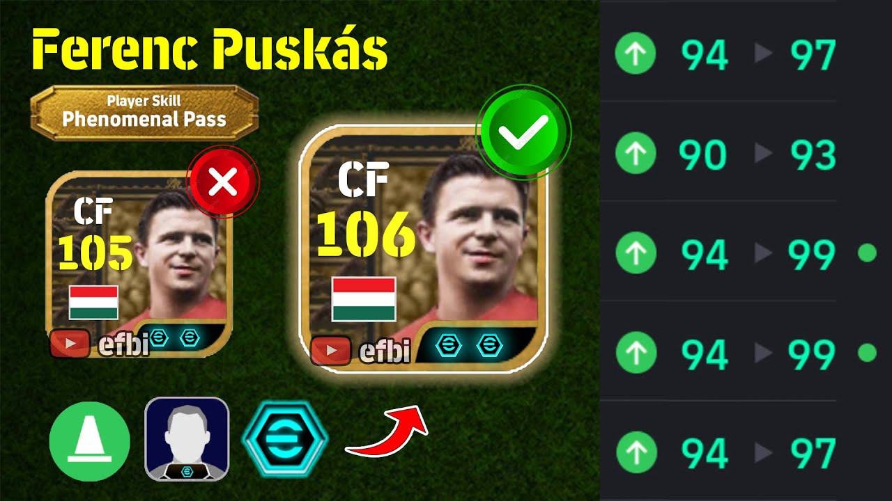 Ференц Пушкаш 106 ЛУЧШИХ ТРЕНИРОВОК с Booster, Max Level, Player Progression eFootball 2025