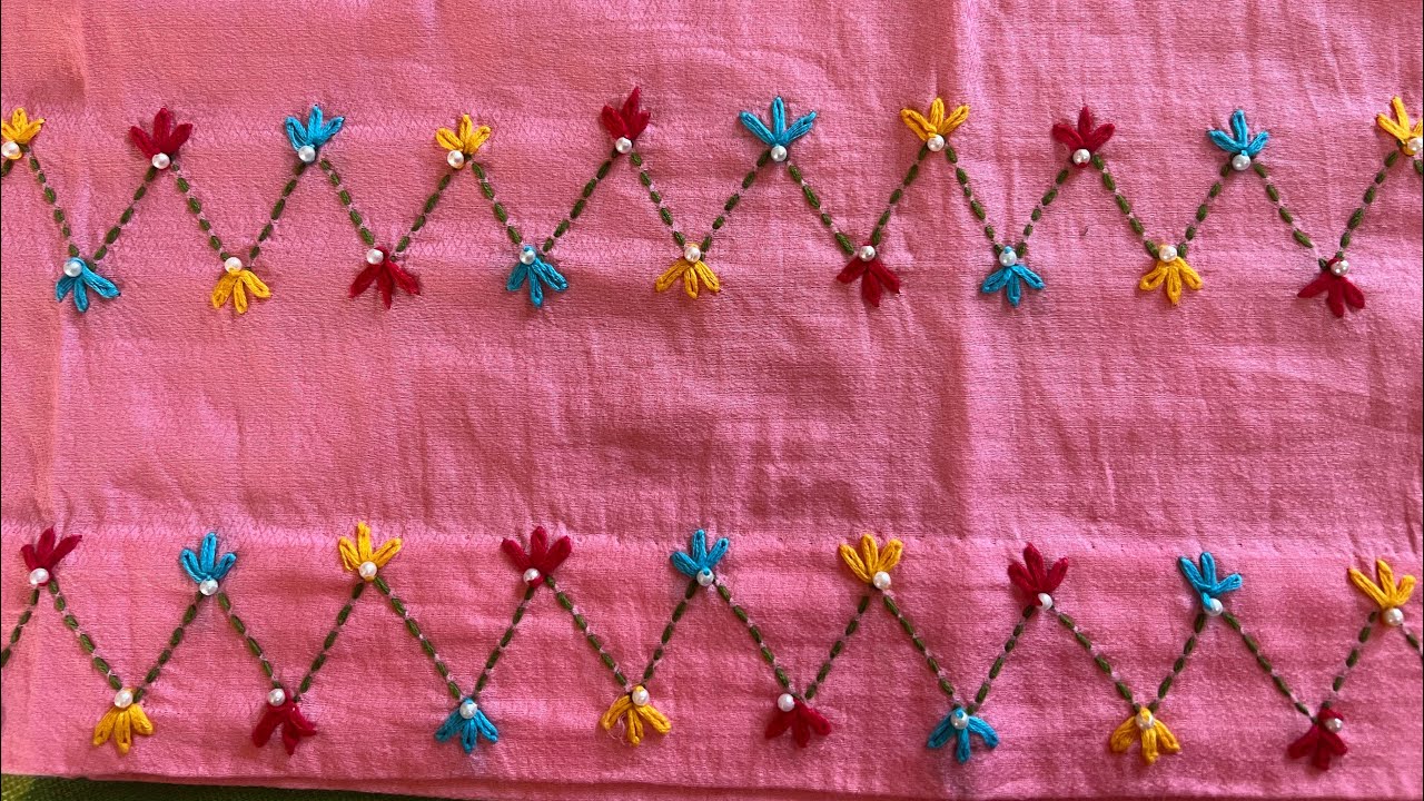 Very simple and easy hand embroidery 🧵 design/ suit embroidery 