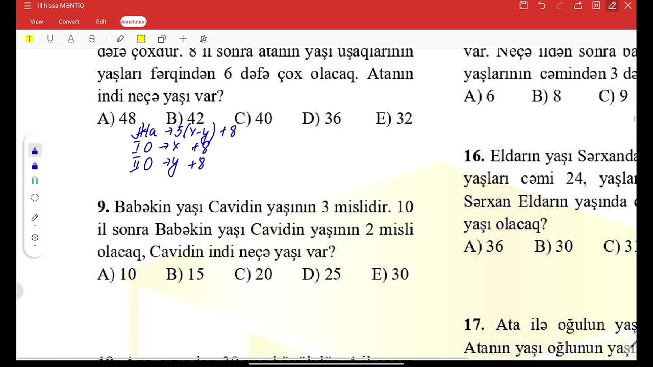 Yaş məsələləri izah