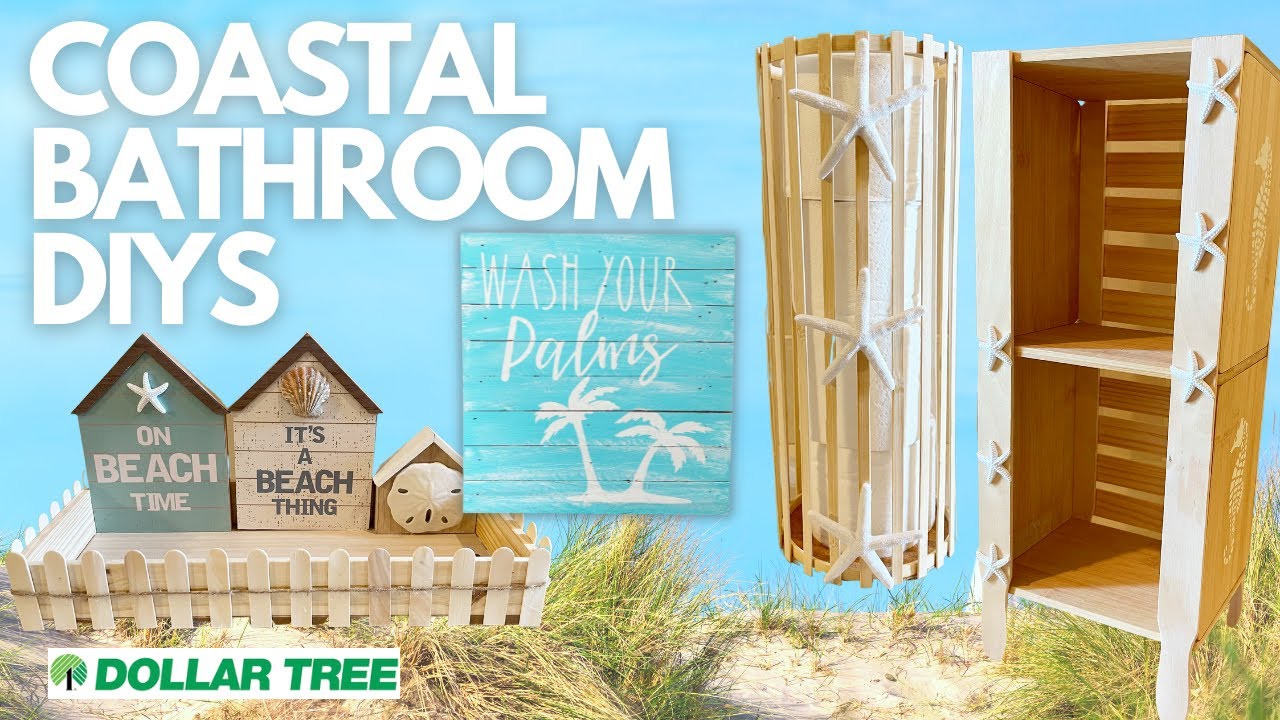 🐚 New COASTAL Bathroom DIYS Beach Cabinet & more! Shore Living (Dollar Tree) Hacks