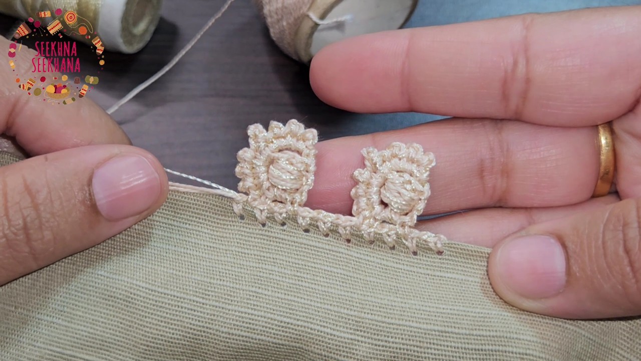 Step by step tutorial for Easy and Turkish style crochet lace for beginners/Qureshia dupatta design