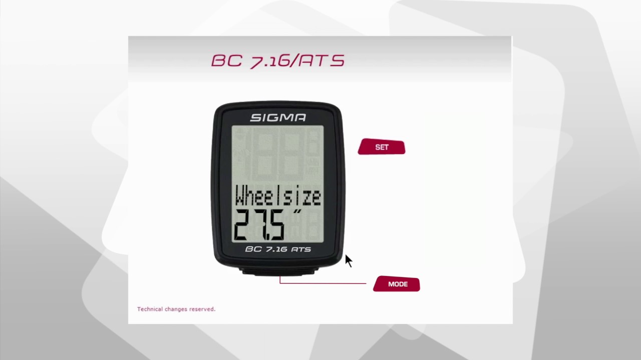 SIGMA SPORT // BC 7.16/ATS // Настройки (EN)