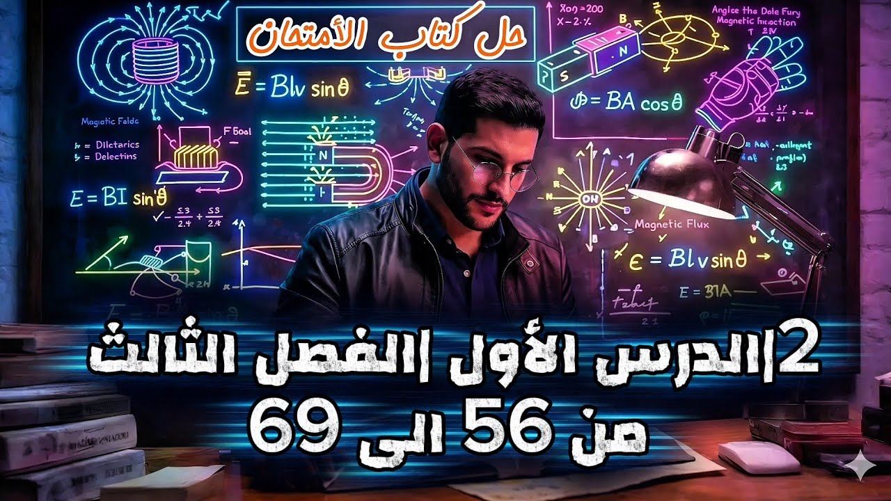2|الحث الكهرومغناطيسى |لفصل الثالث حل كتاب الأمتحان الدرس الاول من 56 الى69مع البشمهندز