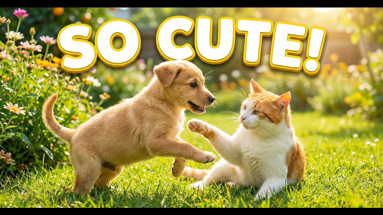 Tiny Puppy and Kittens Playing Together in the Garden! (So Cute) 🐱🐶