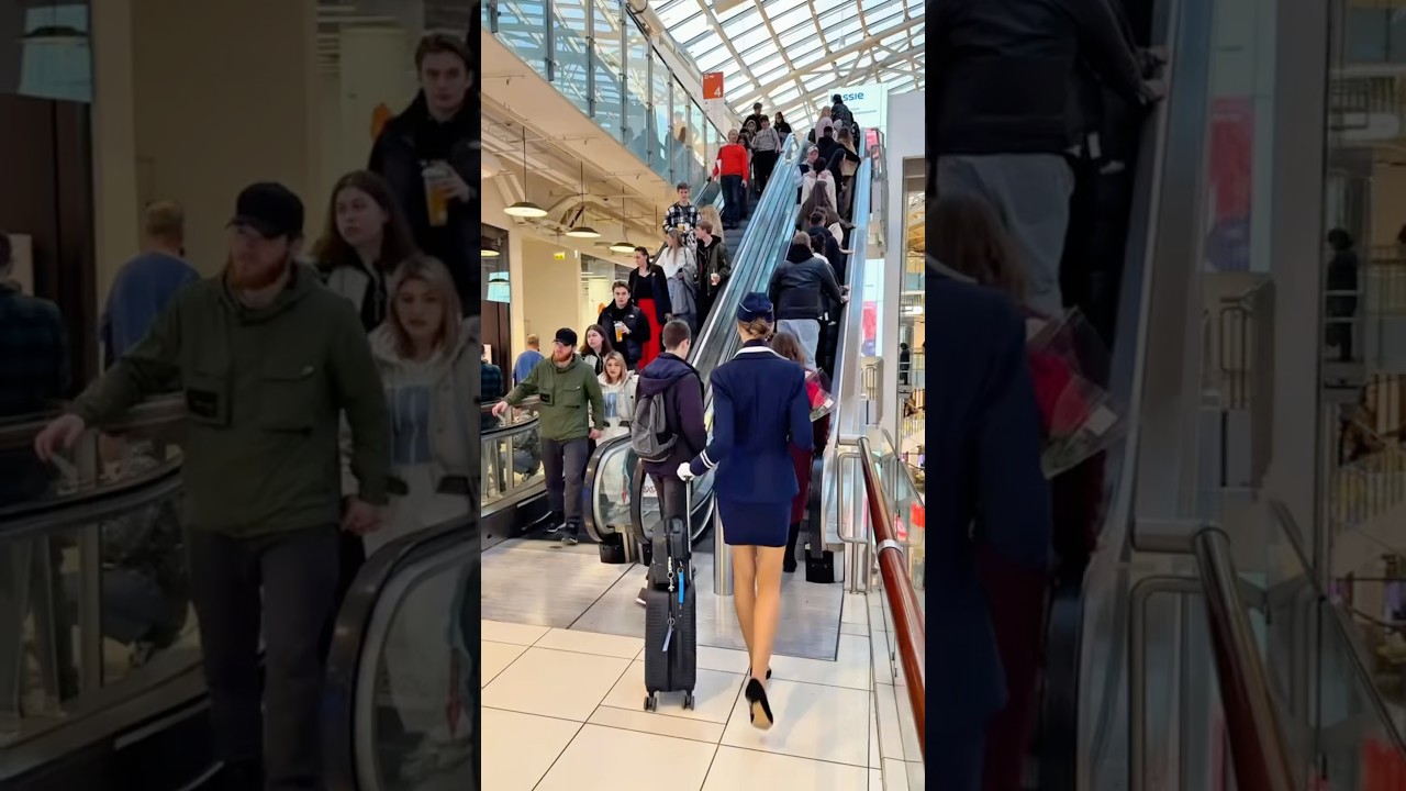 Azafatas Caminando en Público 👀🔥