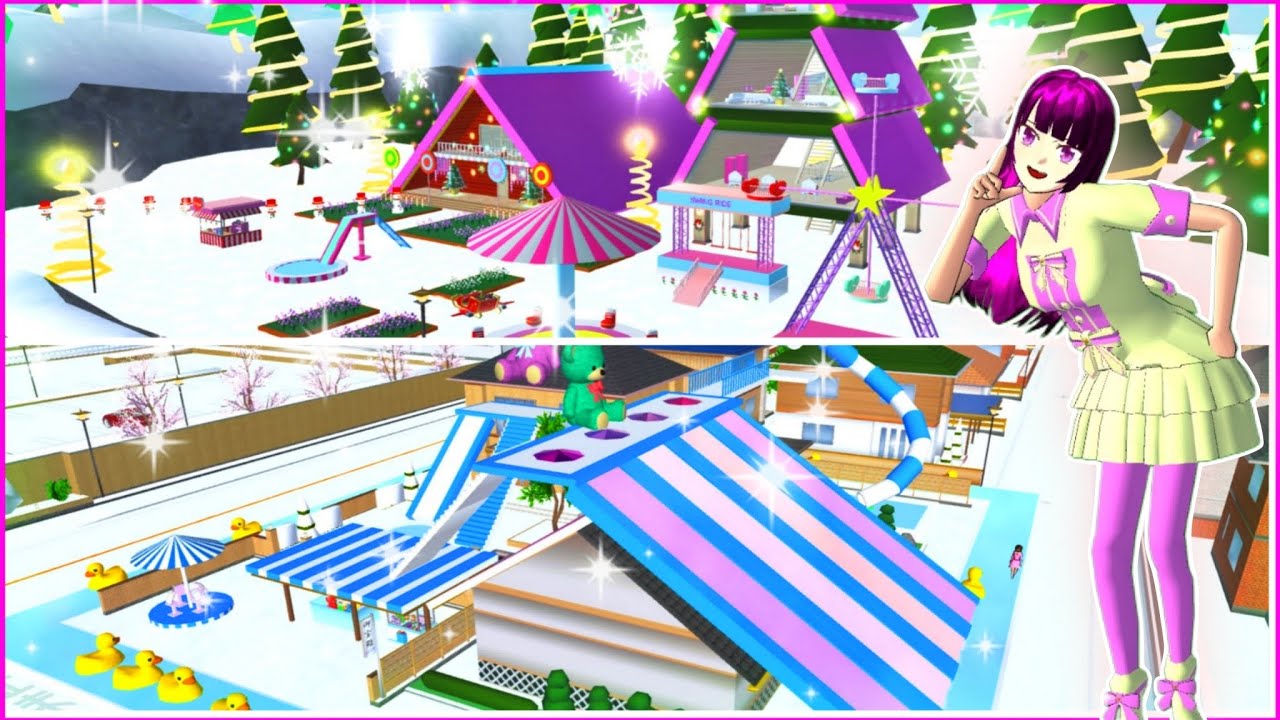 Magical Map Big Update : Purple and Blue Amusement Park in Sakura School Simulator 