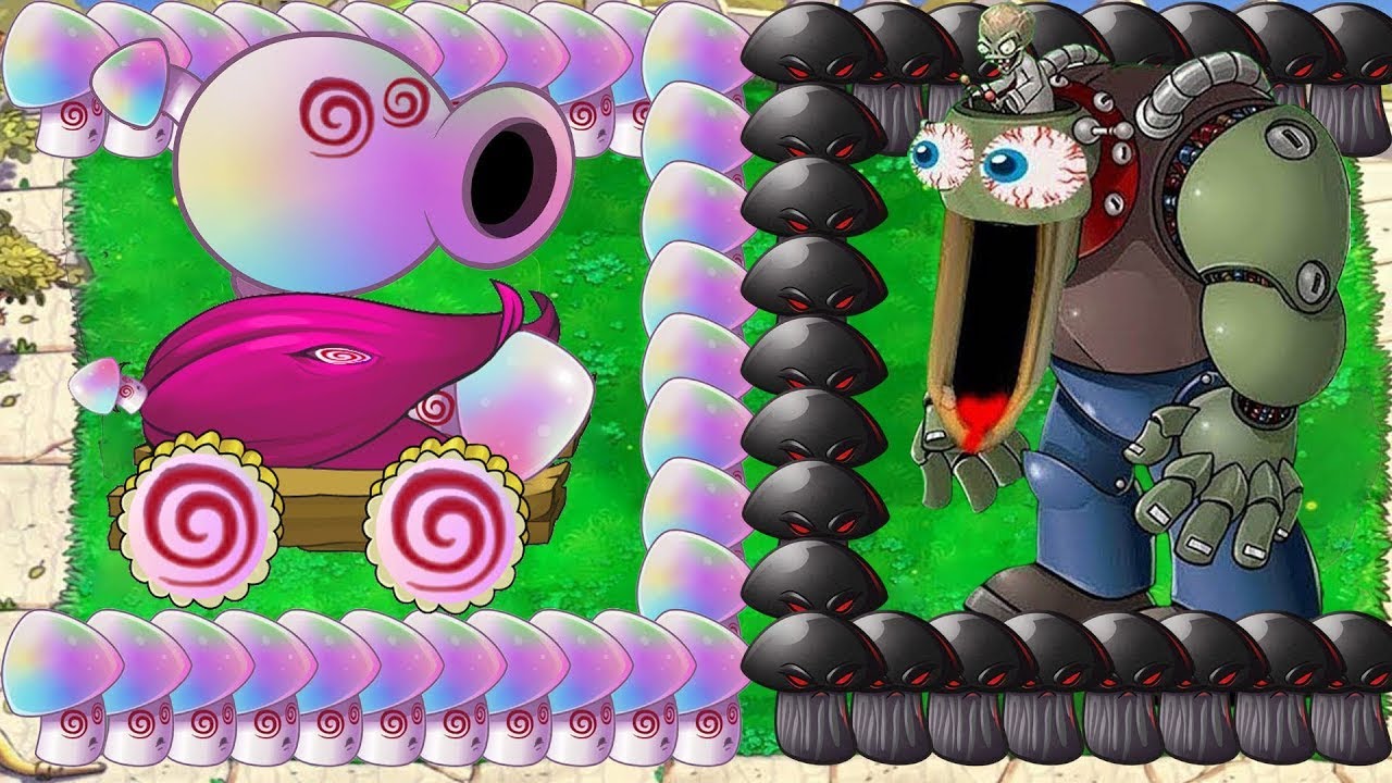 Hypno Peashooter Cannon X Hypno Shroom Attack Giga Zomboss vs Gargantuar - Plants vs Zombies Hack